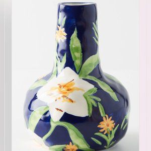 Anthropologie Blue Marcella Floral Vase